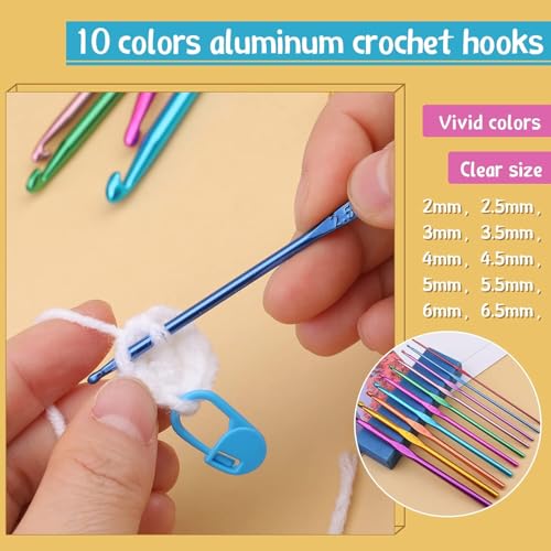 DECOVETTE 110 pcs Crochet Hook Set and Knitting Needles Set – Complete Crochet Needle and Knitting Kit with Crochet Hooks, Crochet Needles, Knitting Tools, Crosia Needle, and Wool Knitting Needles for Beginners and Experts - Image 3