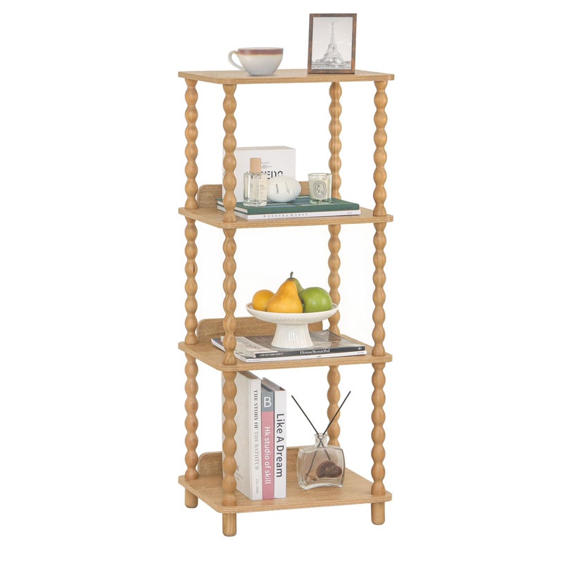 Fultyle Bookshelf, 4-Tier Wooden Bookcase with Open Shelves, Modern Book Shelf for Small Spaces, Bedroom, Living Room and Office with Solid Wood Legs (Rustic Walnut) - Image 1