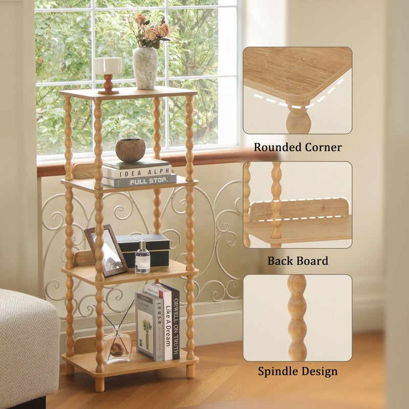 Fultyle Bookshelf, 4-Tier Wooden Bookcase with Open Shelves, Modern Book Shelf for Small Spaces, Bedroom, Living Room and Office with Solid Wood Legs (Rustic Walnut) - Image 4