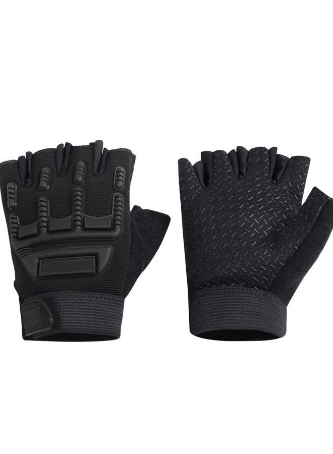 BXT Kids Half-Finger Cycling Gloves for Biking Fingerless Gloves Mittens for Boys Girls 7-12 Y black - Image 5