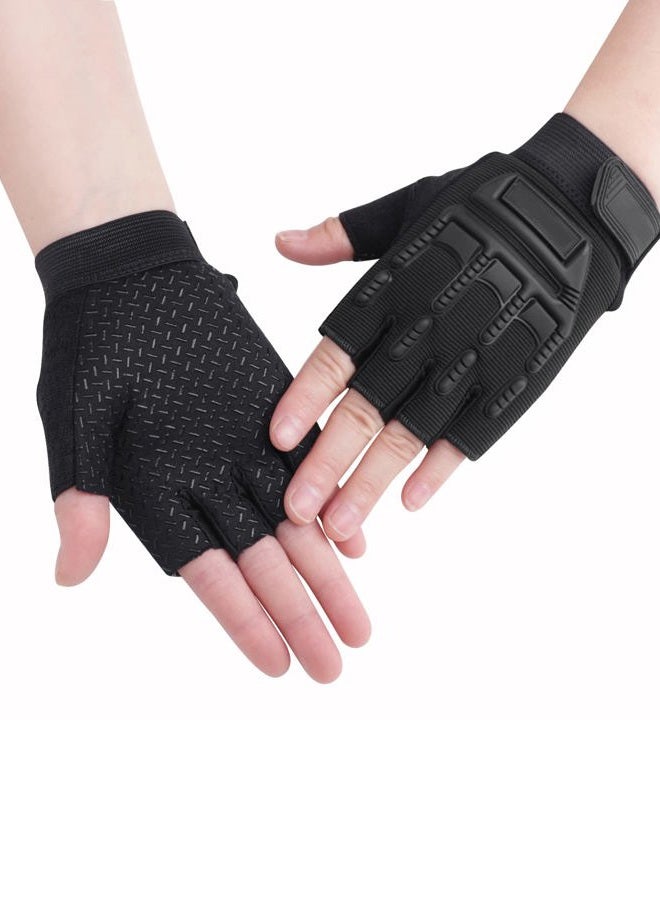 BXT Kids Half-Finger Cycling Gloves for Biking Fingerless Gloves Mittens for Boys Girls 7-12 Y black - Image 4