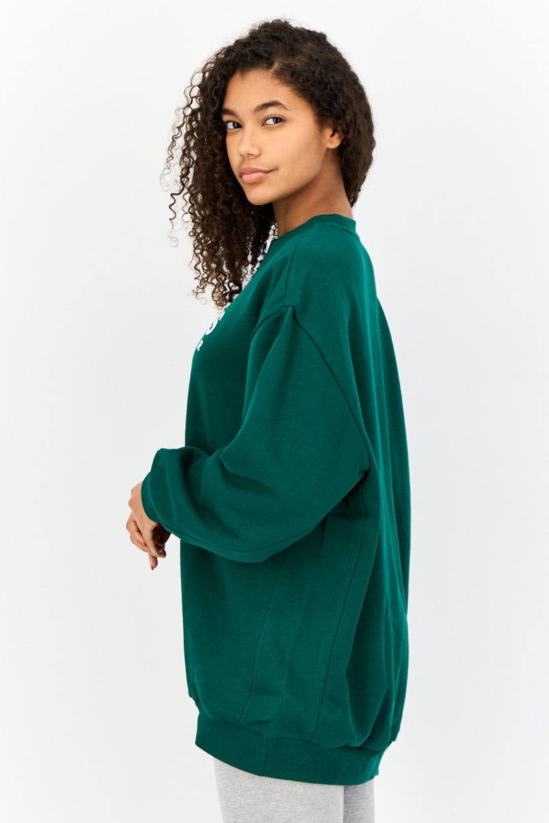 Adidas Women Sportswear Fit Long Sleeves Outdoor Sweatshirt, Green - Image 4