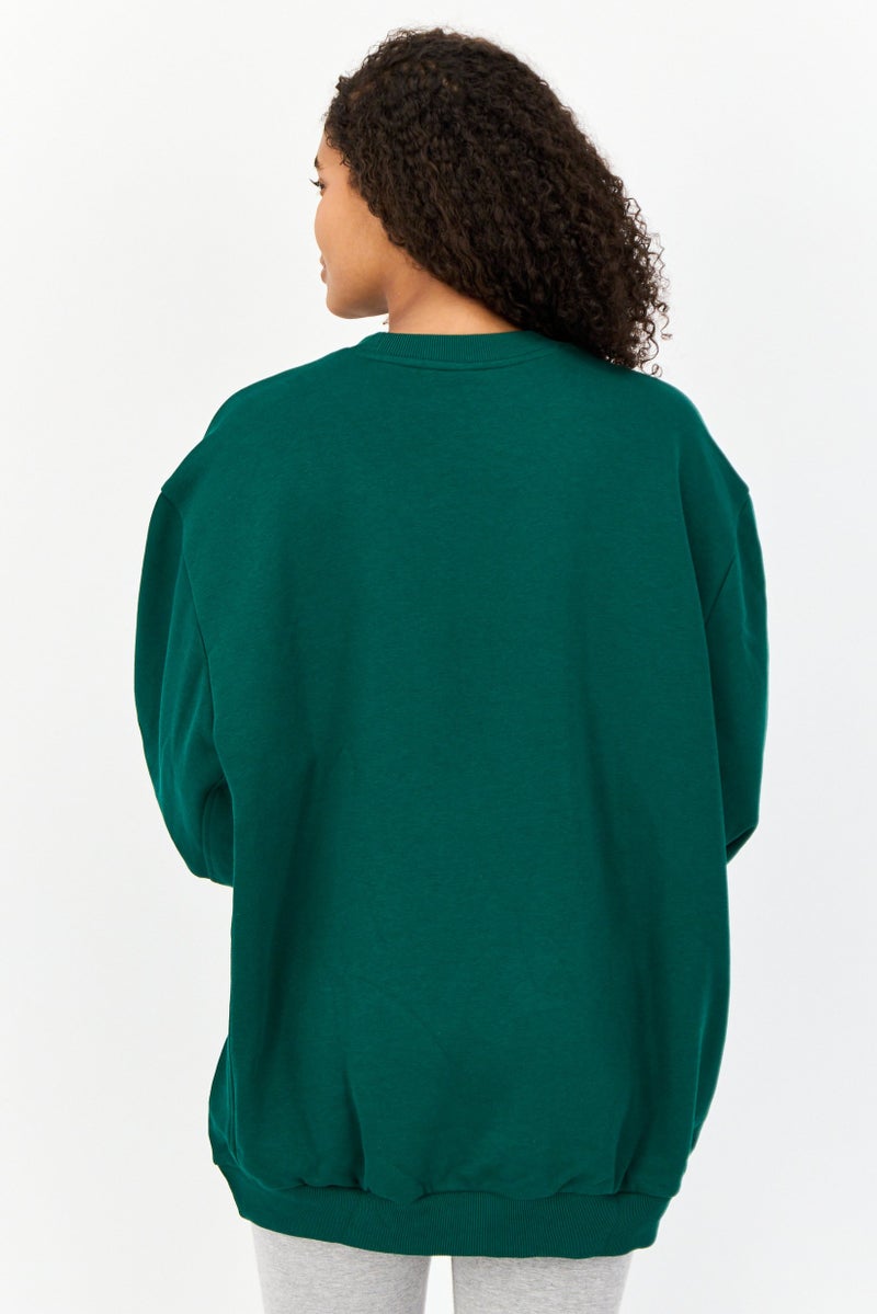 Adidas Women Sportswear Fit Long Sleeves Outdoor Sweatshirt, Green - Image 2