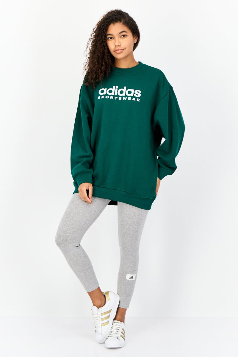 Adidas Women Sportswear Fit Long Sleeves Outdoor Sweatshirt, Green - Image 3