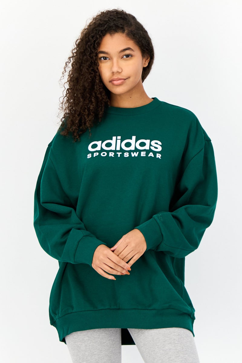 Adidas Women Sportswear Fit Long Sleeves Outdoor Sweatshirt, Green - Image 1