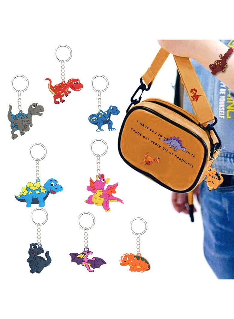 72 Pcs/Set Dinosaur Themed Birthday Party Decor Dino Bracelet Ring Key Chain Wristband Stickers Goodie Bag Favors Supplies for Kids Birthday Gifts  - Image 5