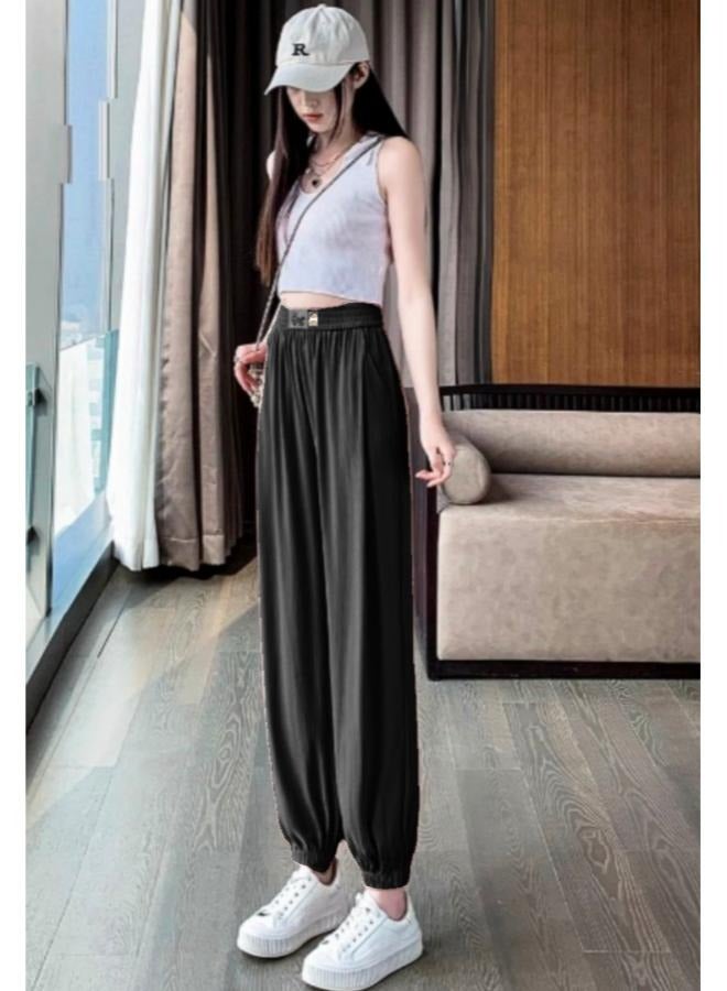 Womens High Waisted Sweatpants Korean Fashion Trends Summer Joggers Trousers Fit Medium-Large - Image 1