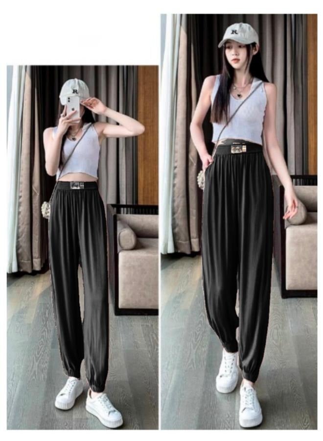 Womens High Waisted Sweatpants Korean Fashion Trends Summer Joggers Trousers Fit Medium-Large - Image 2