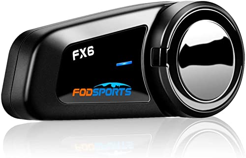 Fodsports FX6 Motorcycle Bluetooth Headset, 6 Riders Group Motorbike Bluetooth Intercom, 1000m Motorcycle Helmet Communication Systems/Voice Dial/Universal Pairing/FM Radio (1 Pack) - Image 1