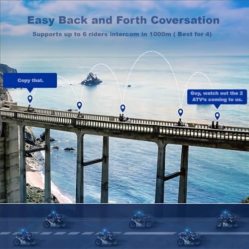 Fodsports FX6 Motorcycle Bluetooth Headset, 6 Riders Group Motorbike Bluetooth Intercom, 1000m Motorcycle Helmet Communication Systems/Voice Dial/Universal Pairing/FM Radio (1 Pack) - Image 2