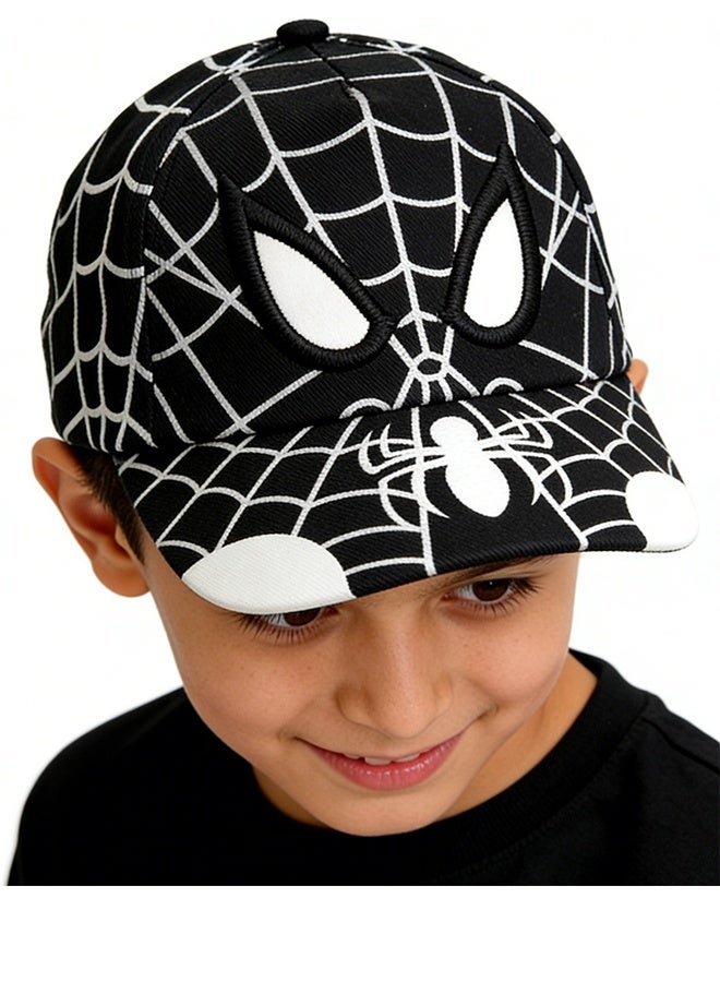 Marvel Spiderman Kids Baseball Cap for Boys Ages 3 to 9 Embroidery design Breathable Adjustable Spiderman Sunnet Hat for Toddlers Ideal for Outdoor Play School Sports Riding Hiking Daily Adventures a Special Gift,Black and White - Image 3
