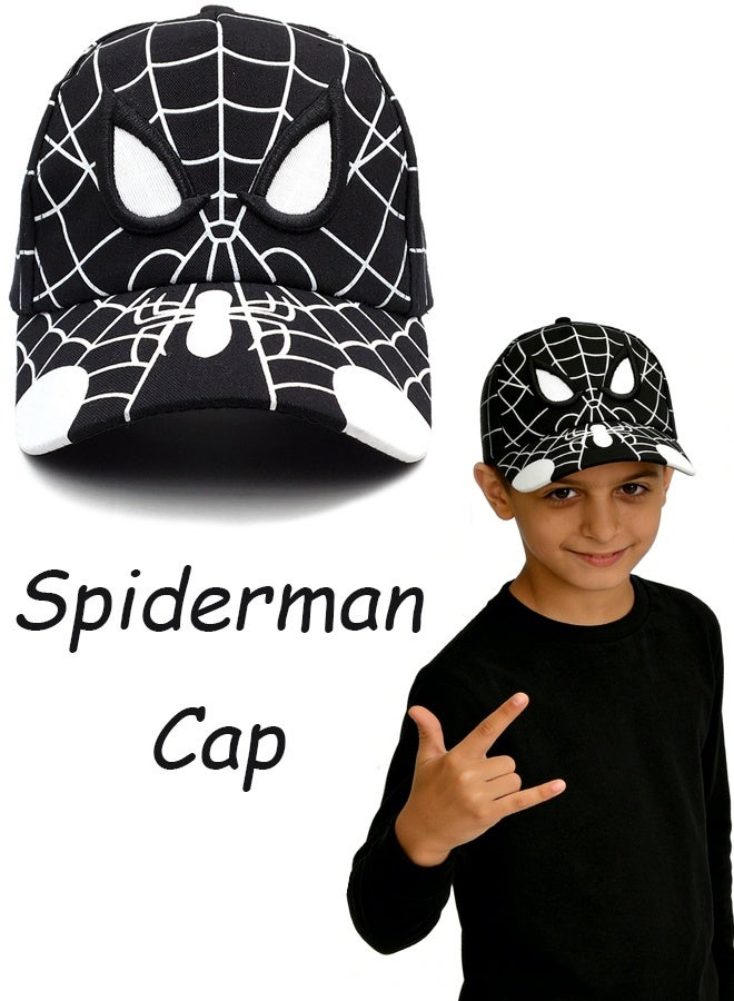 Marvel Spiderman Kids Baseball Cap for Boys Ages 3 to 9 Embroidery design Breathable Adjustable Spiderman Sunnet Hat for Toddlers Ideal for Outdoor Play School Sports Riding Hiking Daily Adventures a Special Gift,Black and White - Image 1