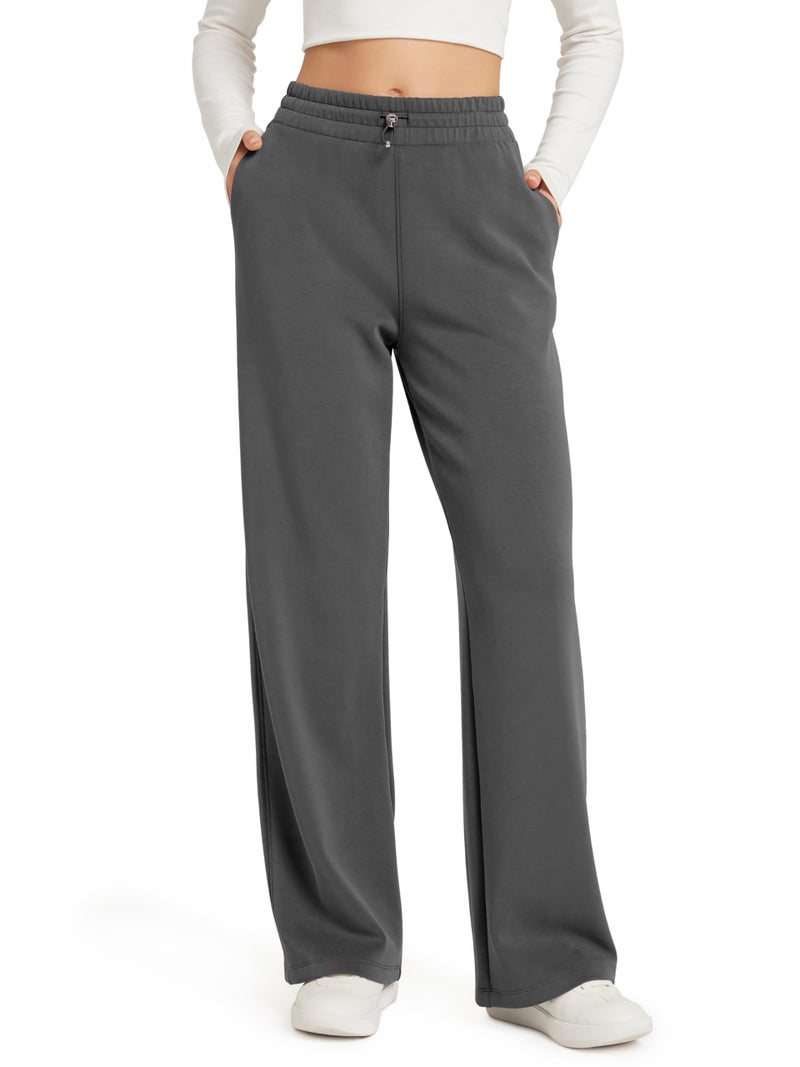 ODODOS Women's Modal Soft Wide Leg Pants with Pockets Adjustable Shockcord High Waist Casual Lounge Pants-29 Inseam, Charcoal, Small - Image 1
