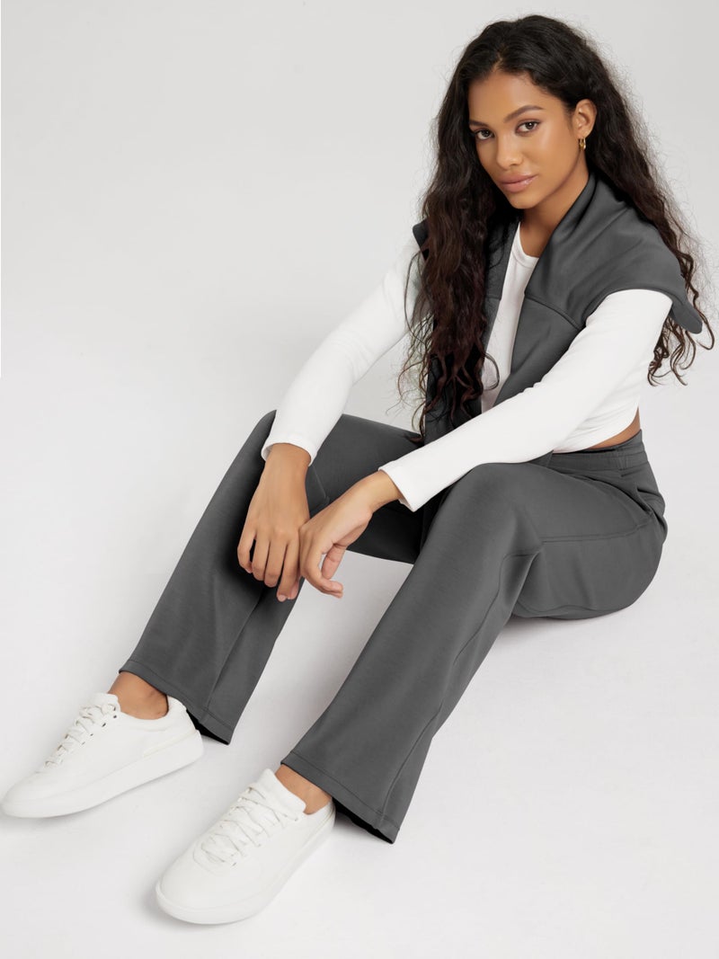 ODODOS Women's Modal Soft Wide Leg Pants with Pockets Adjustable Shockcord High Waist Casual Lounge Pants-29 Inseam, Charcoal, Small - Image 4