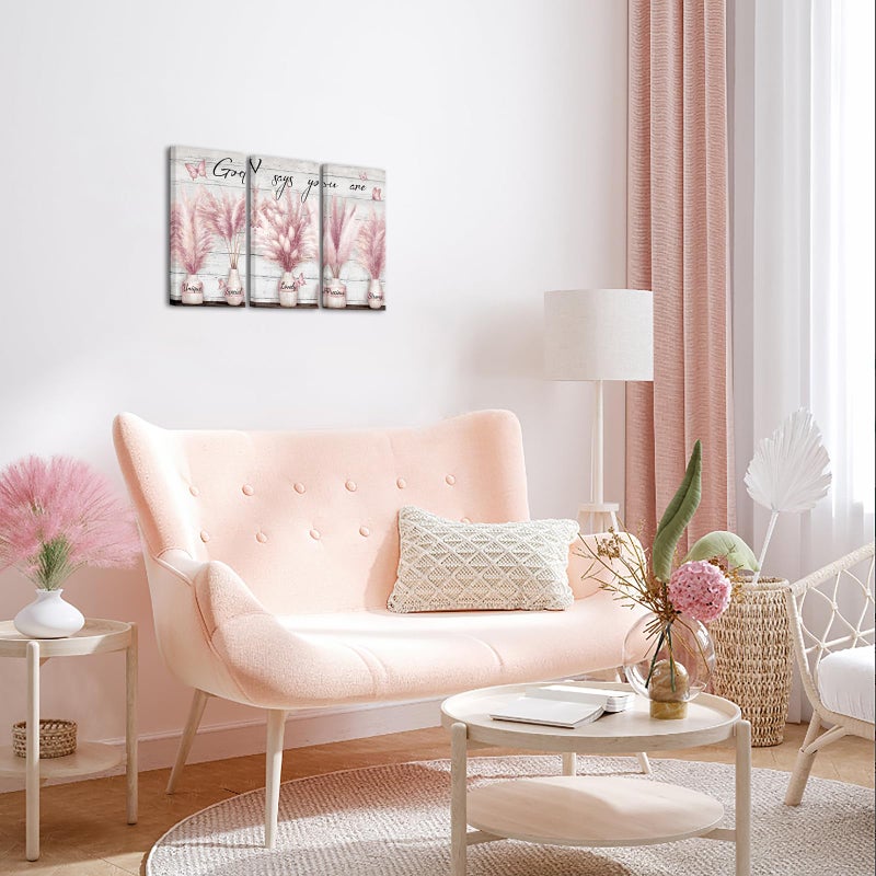 Visual Art Decor God Says You Are Wall Art Motivational Quotes Wall Decor Bathroom Bedroom Wall Decor Picture Framed 8x16inchx3Pieces (Pink) - Image 2
