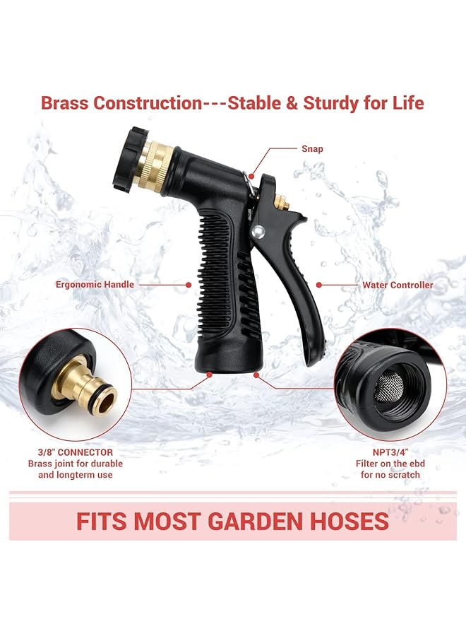 Excefore Car Wash Foam Gun With Adjustable Pressure And Concentration - Includes Brass Connector & Car Washing Mitts, Compatible With Most Garden Hoses (Red) - Image 5