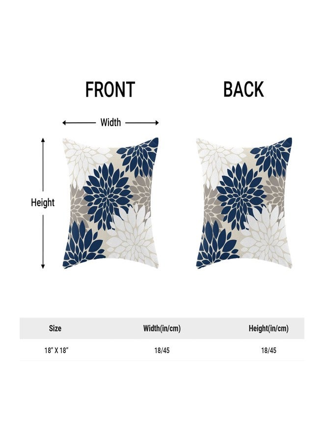 GIOPAMGO Navy Blue White Pillow Covers 18x18 Set of 2, Gray Abstract Dahlia Farmhouse Decorations Throw Pillow Covers Geometry Design Summer Outdoors Decorative Linen Cushion Case for Couch Sofa Home - Image 5