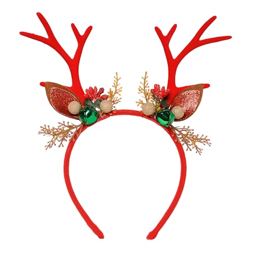 Radhu & Kabby Headband Christmas Reindeer | Festive Antler Design with Bells & Glitter | Soft, Lightweight & Comfortable Hairband for Women, Girls & Kids | Multi |Pack of 1 - Image 1