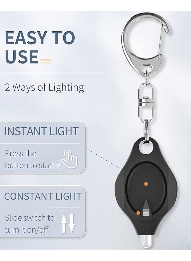 Excefore Mini LED Keychain Flashlight 12 Lumen Portable Ultra Bright Battery Powered Black Torch with Spring Carabiner for Outdoor Camping Hiking and Emergency Lighting 5 Pack  - Image 3