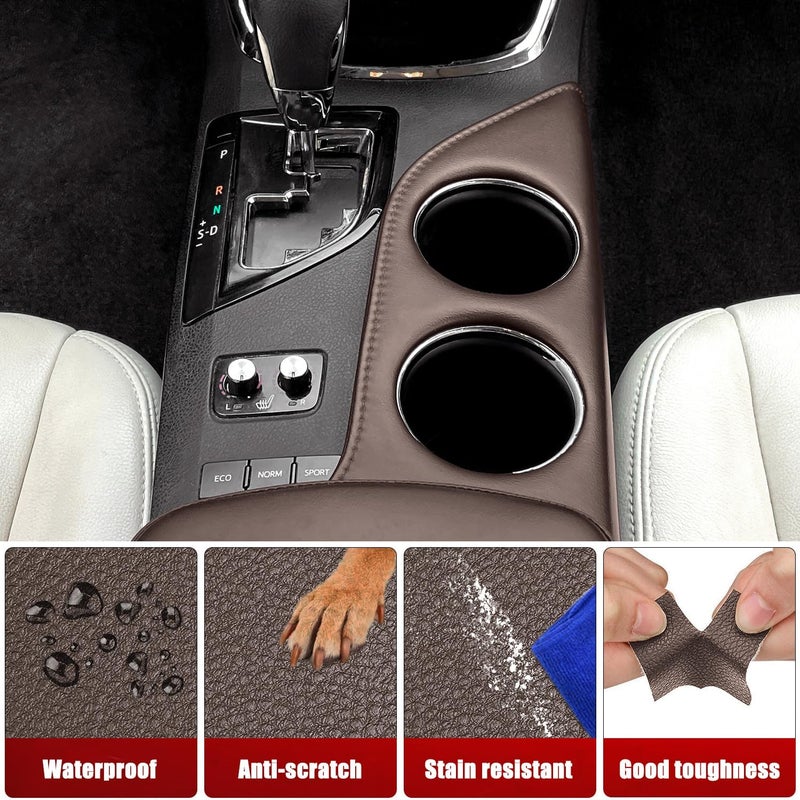 KBH Car Center Console Cup Holder Cover Replacement for Toyota Avalon 2013-2018, Armrest Arm Rest Cupholder Upholstery, Vinyl Leather, Anti-Scratch, Brown (Leather Part Only) - Image 4