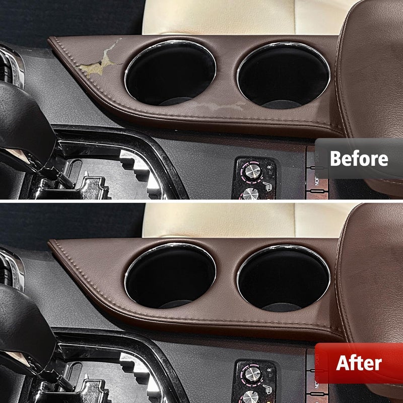 KBH Car Center Console Cup Holder Cover Replacement for Toyota Avalon 2013-2018, Armrest Arm Rest Cupholder Upholstery, Vinyl Leather, Anti-Scratch, Brown (Leather Part Only) - Image 5