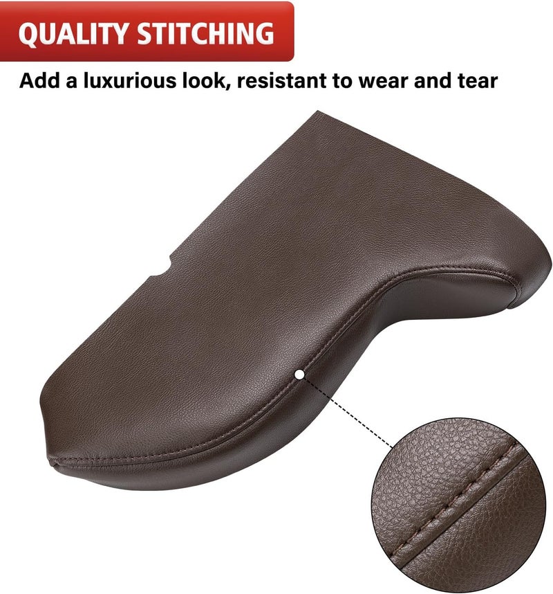 KBH Car Center Console Cup Holder Cover Replacement for Toyota Avalon 2013-2018, Armrest Arm Rest Cupholder Upholstery, Vinyl Leather, Anti-Scratch, Brown (Leather Part Only) - Image 3