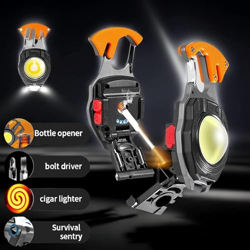 FI FIDROXIMPERIA Fidrox Keychain Flashlights, LED Rechargeable Flashlights with Lighter, Screwdriver Bottle, Opener, Multiple Light Mode Portable Pocket Light for Outoor Hiking (Flashlights with Lighter,) - Image 4