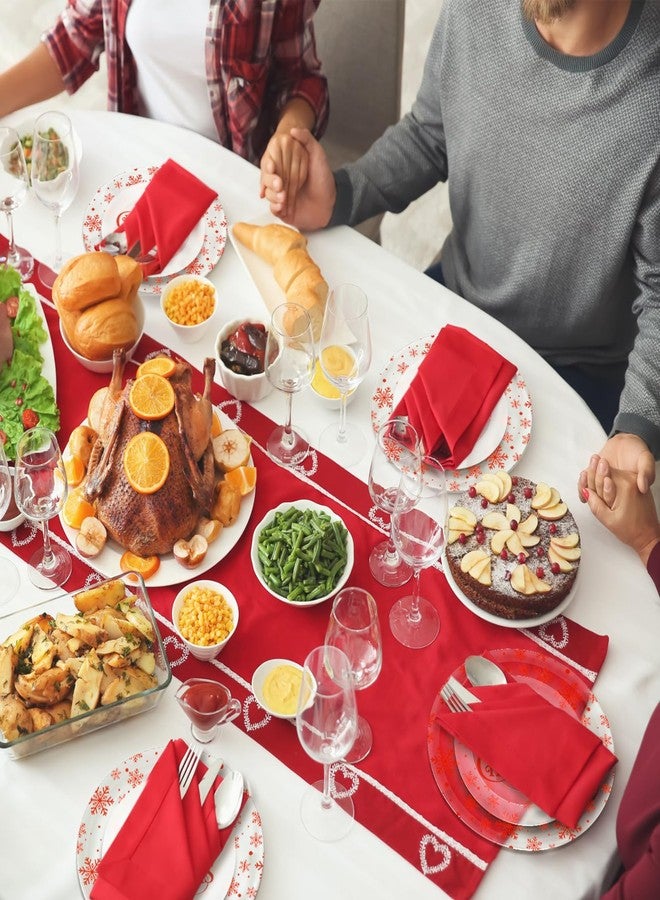 Maxcheck 60 Pcs Christmas Plastic Plates, Disposable Christmas Dinner Plates Bulk Dinnerware Holiday Clear Round Dessert Dishes for Xmas Party Supplies, 10.25 Inch and 7.5 Inch - Image 5