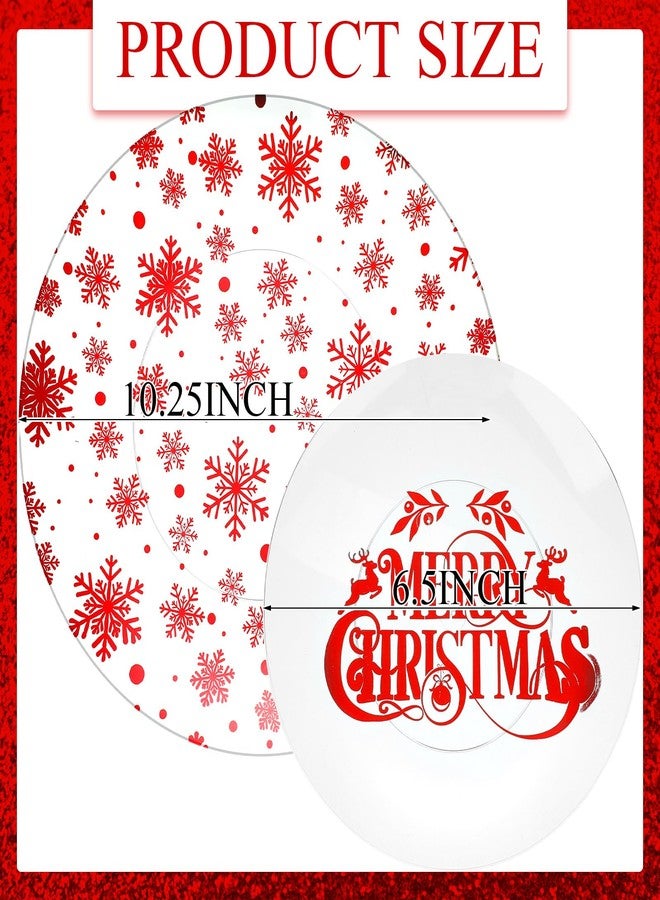 Maxcheck 60 Pcs Christmas Plastic Plates, Disposable Christmas Dinner Plates Bulk Dinnerware Holiday Clear Round Dessert Dishes for Xmas Party Supplies, 10.25 Inch and 7.5 Inch - Image 2