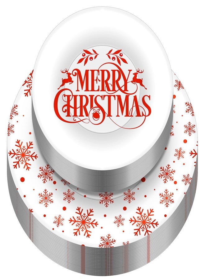 Maxcheck 60 Pcs Christmas Plastic Plates, Disposable Christmas Dinner Plates Bulk Dinnerware Holiday Clear Round Dessert Dishes for Xmas Party Supplies, 10.25 Inch and 7.5 Inch - Image 1