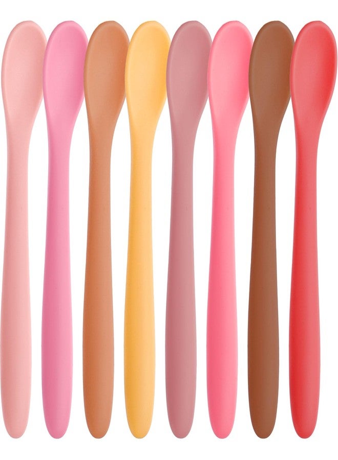 HANSGO Silicone Baby Feeding Spoons, 8PCS First Stage Infant Spoons Utensils Feeding Supplies with Warm Soft Colors, Dishwasher and Boil Safe - Image 1
