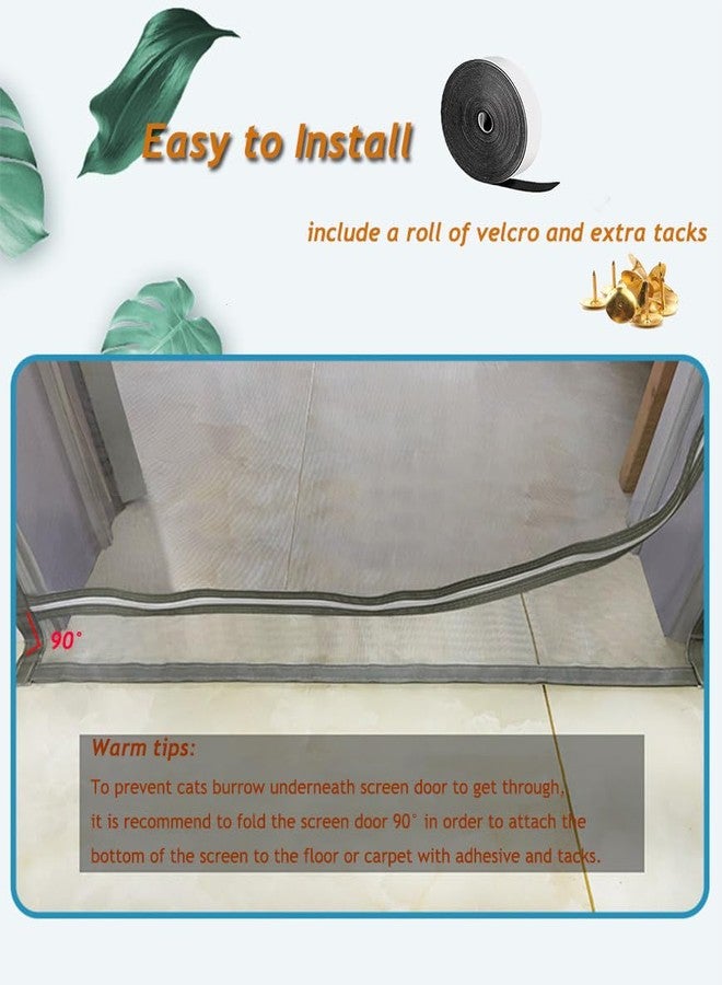 DOOREASY Cat Screen Door, Upgraded Pet Door Mesh Screen Prevent Cats Dogs from Running Out, Cat Resistant Screen Door with Zipper Closure, Easy Install (Fits Doors Up to 36"x96") - Image 3