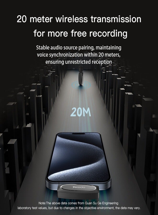 يسيدو ميكروفون لاسلكي MEMS KR15 محمول بزاوية 360 درجة مع منفذ إرسال 2 في 1 وميكروفون لاسلكي MEMS 2 - Image 5