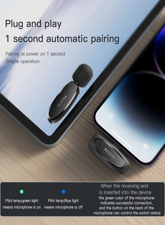 يسيدو ميكروفون لاسلكي MEMS KR15 محمول بزاوية 360 درجة مع منفذ إرسال 2 في 1 وميكروفون لاسلكي MEMS 2 - Image 4