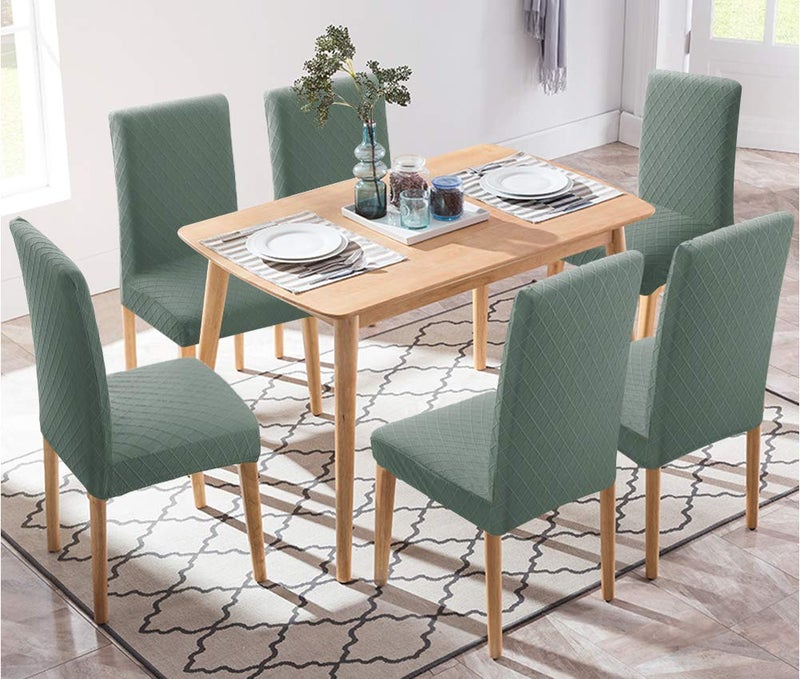 Fuloon Fuloon 4 Pack Super Fit Stretch Removable Washable Short Dining Chair Protector Cover Seat Slipcover for Hotel  Dining Room  Ceremony  Banquet Wedding Party  - Image 2