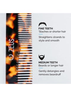 Zeus Beard & Mustache Comb for Men, Handmade Saw-Cut Hair Comb for Untangling & Styling Beard (Traditional) V11  - Image 4