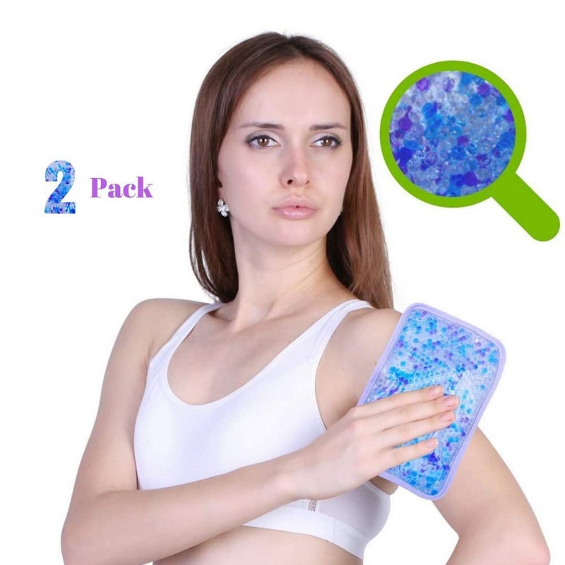 FOMI Hot and Cold Gel Bead Ice Pack (2-Pack) by FOMI Care | Lavender Scented | Reusable Cold Wrap, Cold Compress & Heating Pad | Freezable, Microwavable | Fabric Backing (7.5â€ x 4.5â€) - Image 2