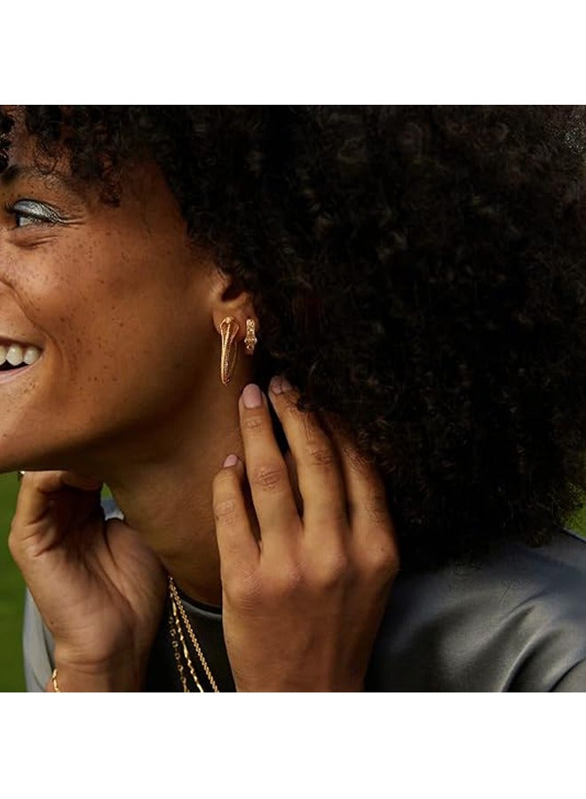 Mevecco Women Huggie Hoop Earrings Gold Ear Stud Cuff 14K Gold Filled Small Boho Beach Simple Delicate Handmade Hypoallergenic Jewelry Gift - Image 2