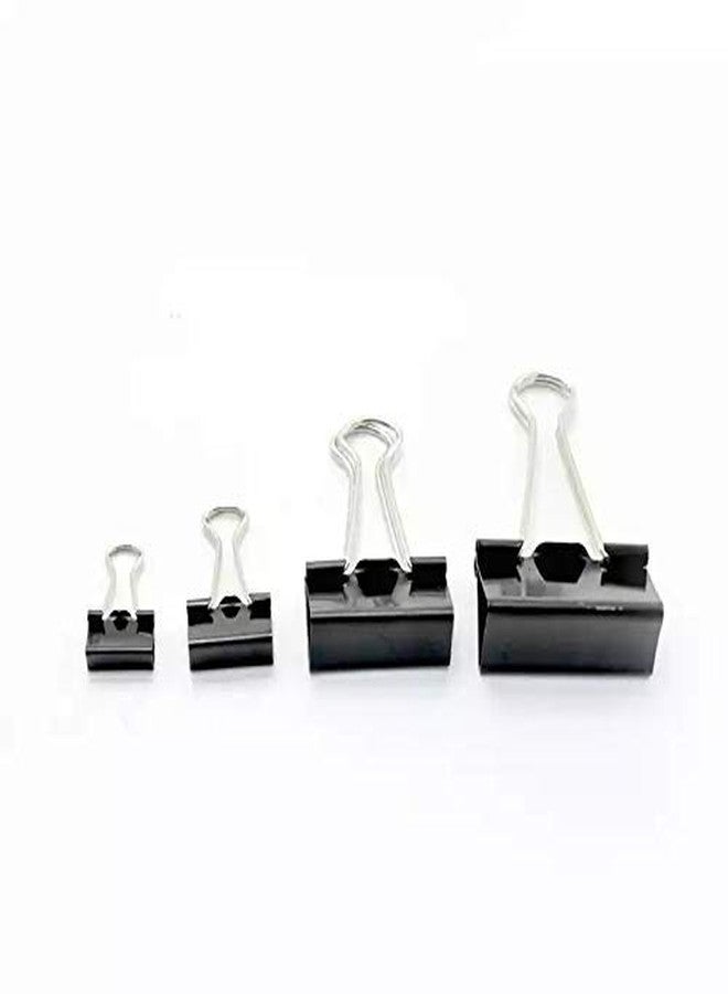 True-Ally Metal Binder Clips Black Paper Clip 32 25 19 15 MM Binder Clips 24 of Each Size, Total 96 PC's Stationery Binding Supplies for Loose Papers, Files, DIY, Office and School Use - Image 1