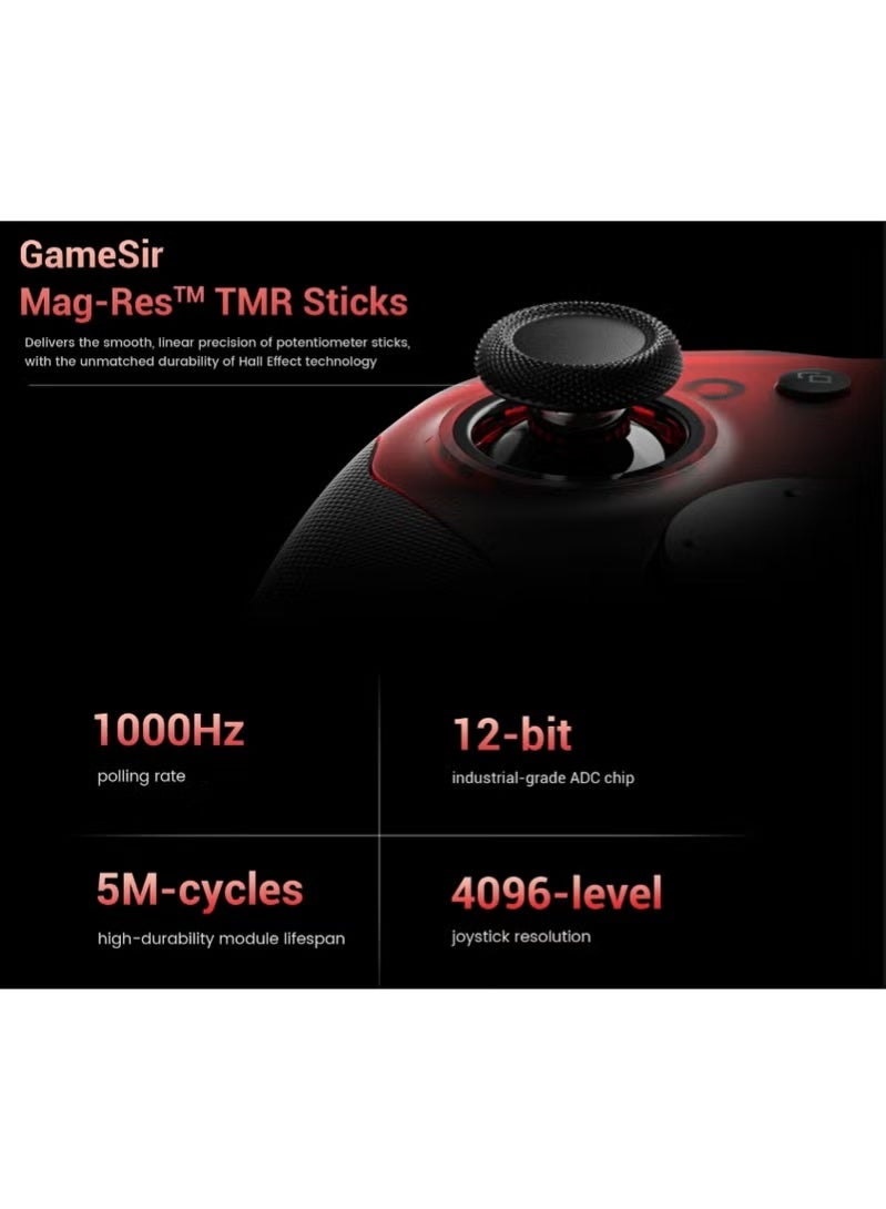 جيم سير جهاز التحكم G7 Pro – سلكي لجهاز Xbox Series X|S و Xbox One، لاسلكي للكمبيوتر و Android، مع عصي TMR، زنبركات Hall Effect، معدل استجابة 1000Hz، مدخل صوت 3.5mm وقاعدة شحن (ثلاثية الوضع) - Image 5