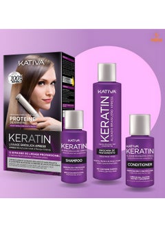 Keratin Hair Straightening Kit with Brazilian Express Formula  Includes Shampoo, Conditioner, and Treatment for Silky Smooth Hair | Popular Choice for Hair Straightening in UAE