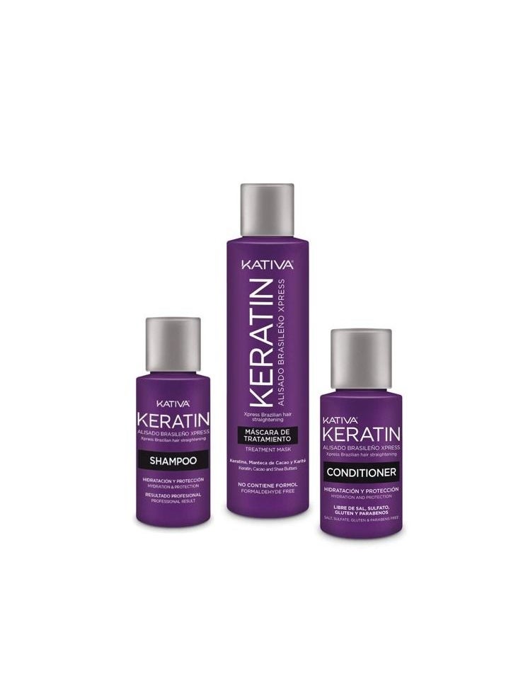 Kativa - Keratin Hair Straightening Kit with Brazilian Express Formula  Includes Shampoo, Conditioner, and Treatment for Silky Smooth Hair | Popular Choice for Hair Straightening in UAE - Image 1