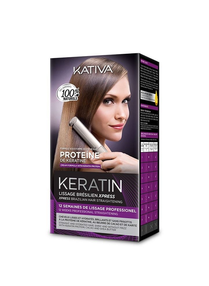 Kativa - Keratin Hair Straightening Kit with Brazilian Express Formula  Includes Shampoo, Conditioner, and Treatment for Silky Smooth Hair | Popular Choice for Hair Straightening in UAE - Image 1
