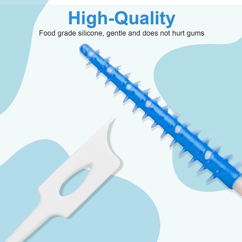 ACSKD Dental Floss Picks, 200 Count, Soft Rubber Brush Head, Interdental Brushes with Convenient Carry Case,Dual-Ended Toothpick Travel Teeth Cleaning Tools (Blue) - Image 4