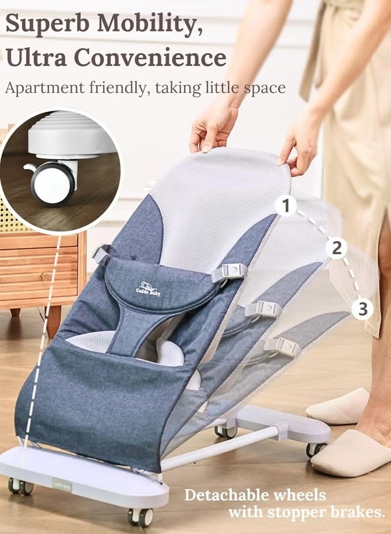 hibobi 4 in 1 Multifunctional Baby Bounce Chair With 360° Rotatable Wheels - Image 4