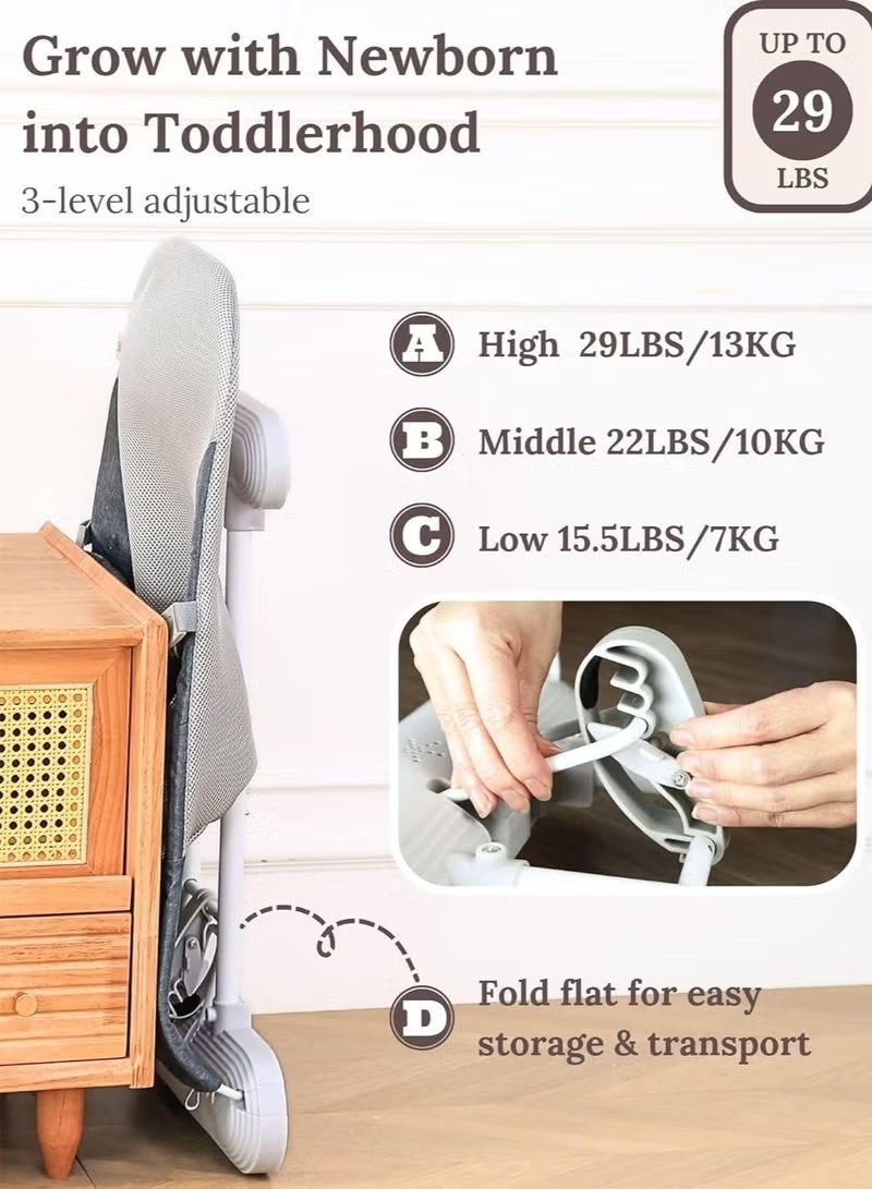 hibobi 4 in 1 Multifunctional Baby Bounce Chair With 360° Rotatable Wheels - Image 5