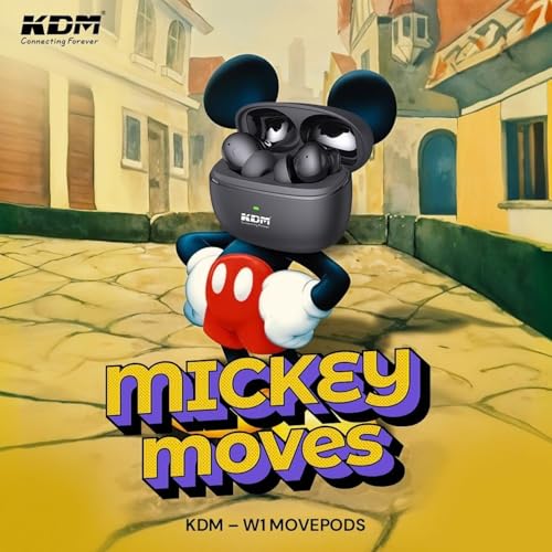 KDM – W1 Movepods Truly Wireless in Ear Earbuds with 45hrs Playtime, Smart Charging case, 4 Calling Mics, ENC, Low Latency, Buds TWS, Black - Image 3