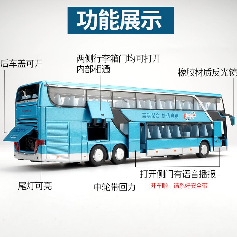 Baosilun Double-Decker Tour Bus Car Model Alloy Car Model 1:50 Sound And Light Pull Back Children'S Toy Car Model - Image 4