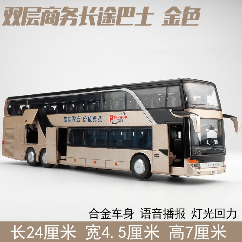 Baosilun Double-Decker Tour Bus Car Model Alloy Car Model 1:50 Sound And Light Pull Back Children'S Toy Car Model - Image 5