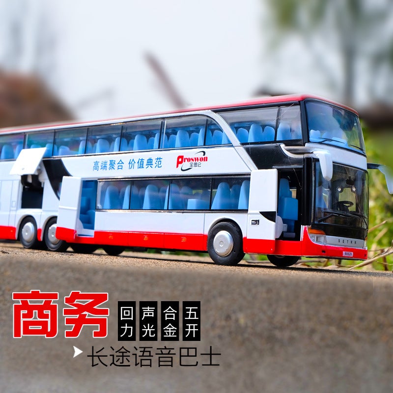 Baosilun Double-Decker Tour Bus Car Model Alloy Car Model 1:50 Sound And Light Pull Back Children'S Toy Car Model - Image 3